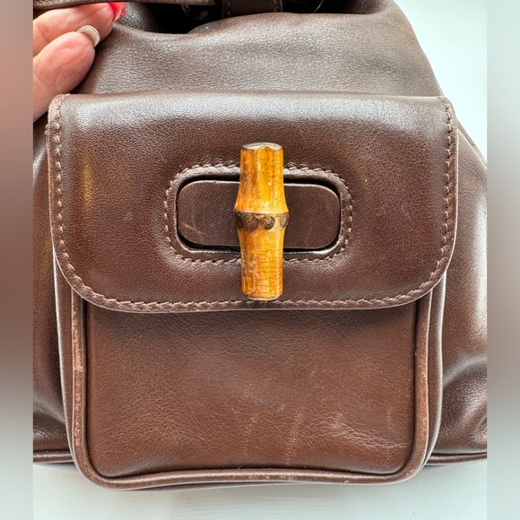 Gucci-Authentic-Vintage - Bamboo Backpack Leather Brown - Picture 9 of 16